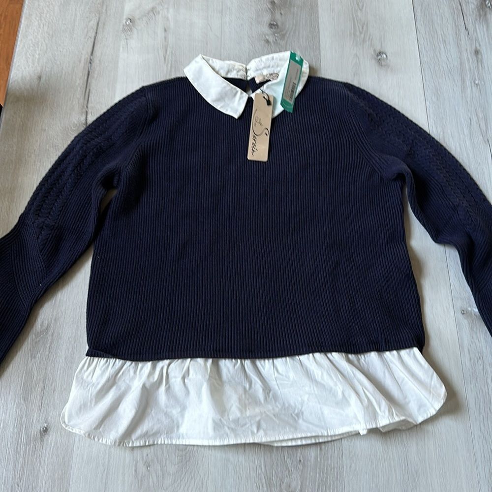 Les Serein‎ Shanaya Collared Sweater Indigo Color Size M Stitch Fix Nwt